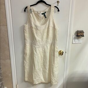Ralph Lauren Linen Cream Midi Dress in Sz 16